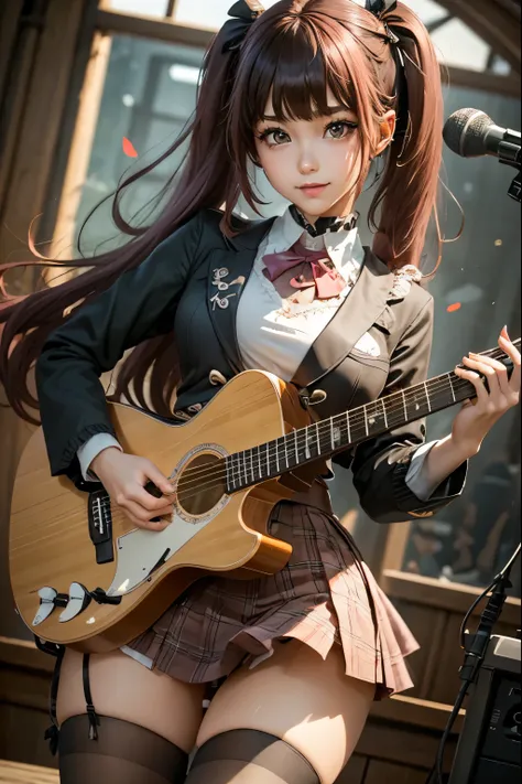 High school girl blazer、uniform、 Red Check Knee Length Skirt、 long skirt、JK Style、 jacket、smile、 knee-high socks、 thigh high socks 、 pantyhose、Superb beauty 、Super cute、ennui、 Rare Beauty 、 twin tail hair、 Dark Dark Eye Shadow 、 sad、Skin radiance、 Long Hai...