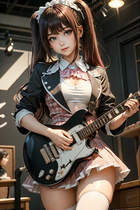 High school girl blazer、uniform、 Red Check Knee Length Skirt、 long skirt、JK Style、 jacket、smile、 knee-high socks、 thigh high socks 、 pantyhose、Superb beauty 、Super cute、ennui、 Rare Beauty 、 twin tail hair、 Dark Dark Eye Shadow 、 sad、Skin radiance、 Long Hai...