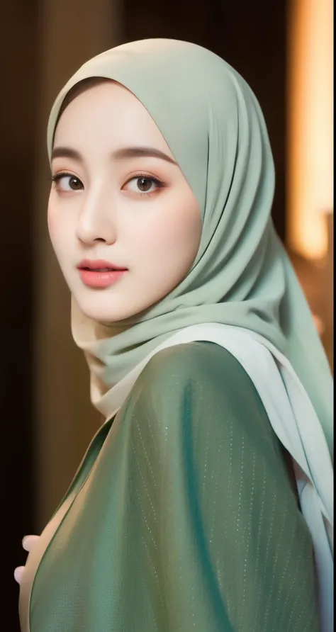 ((wear hijab in head)), pretty hijab girl, in caffe, caffe shop,beutifull long eyelashes, brown eyes, (intricate eye details), detailed nose, detailed lips, Cute face, detailed face, detailed eyes, detailed hijab girl, wear hijab girl, wear hijab, wear hij...