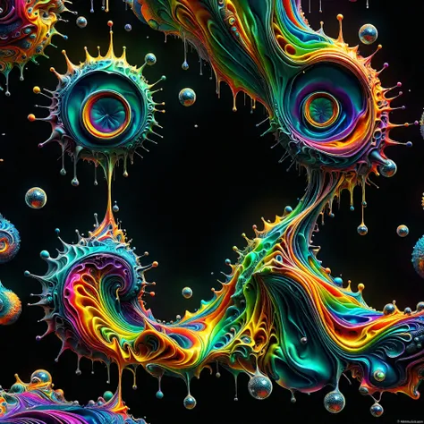 a psychedelic dream, vibrant colors shimmering, glass morphing from colors, intricate rainbow patterns, perfectly formed symmetr...