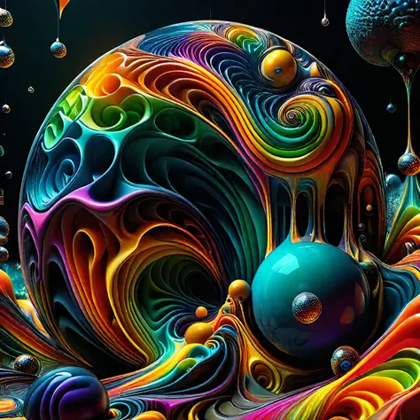 a psychedelic dream, vibrant colors shimmering, glass morphing from colors, intricate rainbow patterns, perfectly formed symmetr...