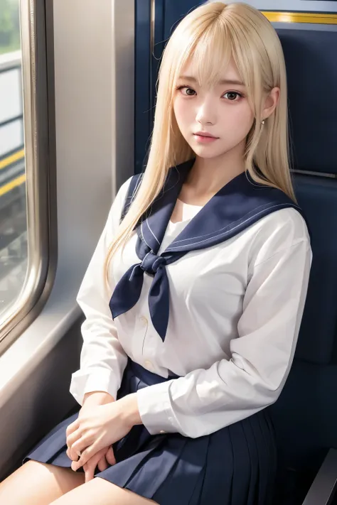 masterpiece， best quality， Official Art， high definition  CG Unity 8K 壁紙，Japanese school girls ， Several girls， very delicate and beautiful，超A high definition ，（Realistic：1.4）， golden hour lights ，( platinum blonde hair ：0.8），（ Eyes Swollen ），Tear bags、 st...