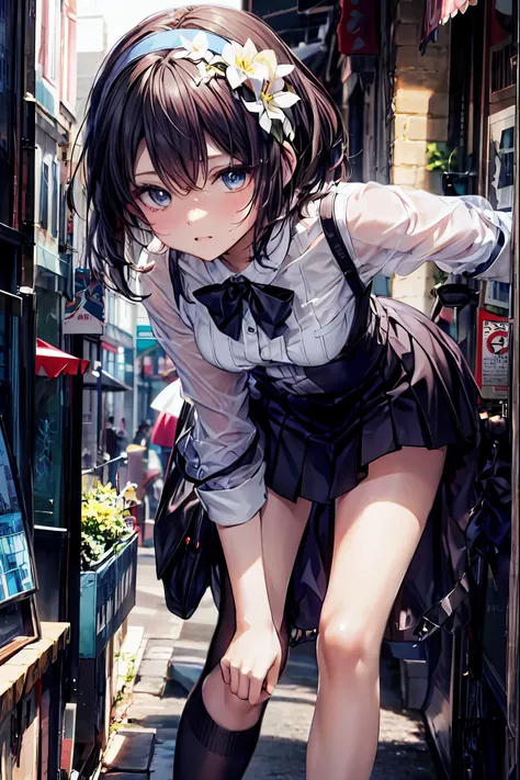 The body is eight times longer than the head, (  high definition CG unity 8K  ), (  best quality)，(  very detailed)，(    ultra high resolution),   black hair,    posing while shooting  , Anime 2D Rendering,   realistic young anime high school girl , ((  wh...