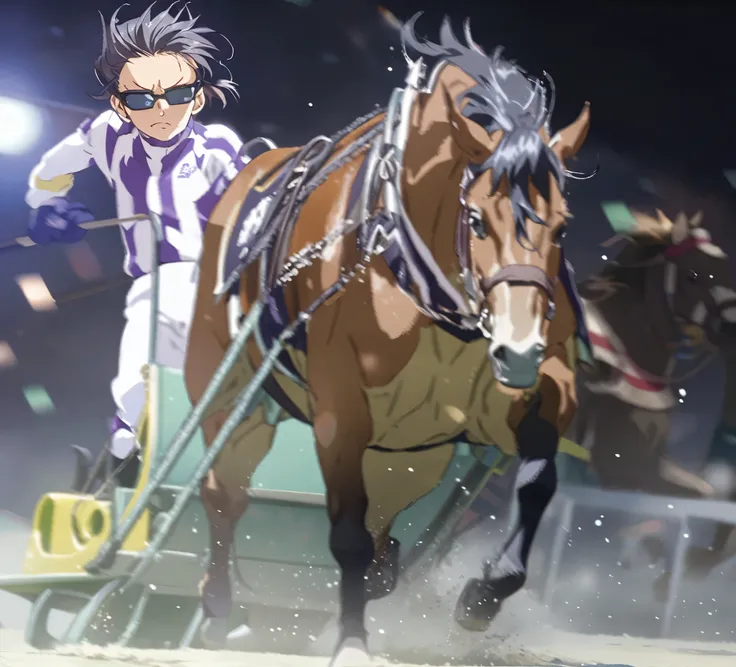 Jockey, Anime Illustration , horse, Sled