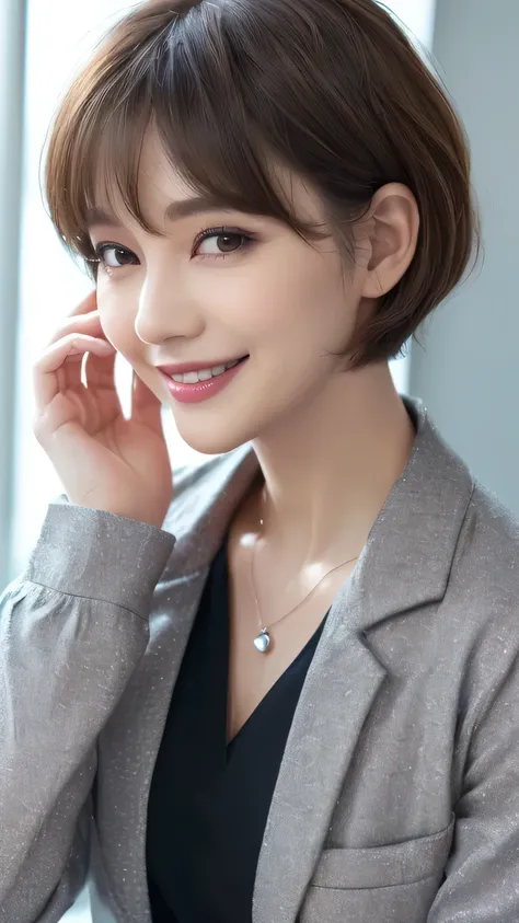 ((   best quality, 8k,    photorealistic look  :1.3、delicate、  Details:1.3、 Ultra-fine、masterpiece: 1.3))、（(Slender figure :1.3)）、((( Stylish, Graceful, Beautiful Woman 、 Career Woman in Her 40s )))、((Beautiful Makeup、Vivid Shiny Lips  )),((()))、(( light b...