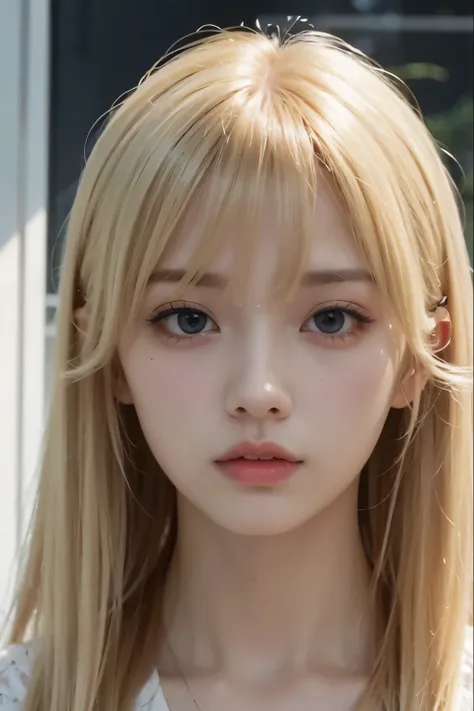 blonde,bangs,Expressionless,front,glare