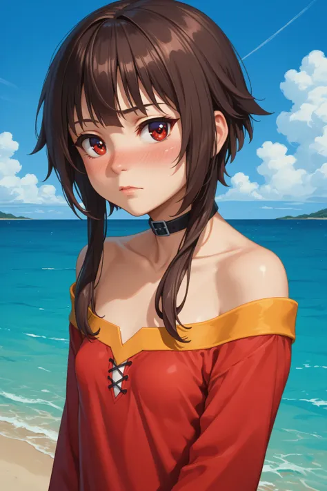 (highest quality:1.2, Very detailed, Latest, Vibrant, Super Detail, Ultra-high resolution, High Contrast, masterpiece:1.2, highest quality, Best aesthetics, there is:0.9), alone, (1 female), Megumin, short hair, black hair, (red eyes:1.3), short hair with ...