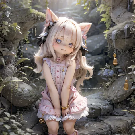 in the garden, smile, similar to chi from made in abyss.   forest setting  , beautiful eyes and lips.  (((chibi style,))) . the ...