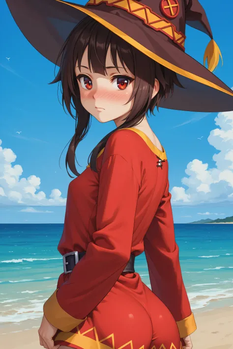 (highest quality:1.2, Very detailed, Latest, Vibrant, Super Detail, Ultra-high resolution, High Contrast, masterpiece:1.2, highest quality, Best aesthetics, there is:0.9), alone, (1 female), Megumin, short hair, black hair, (red eyes:1.3), short hair with ...