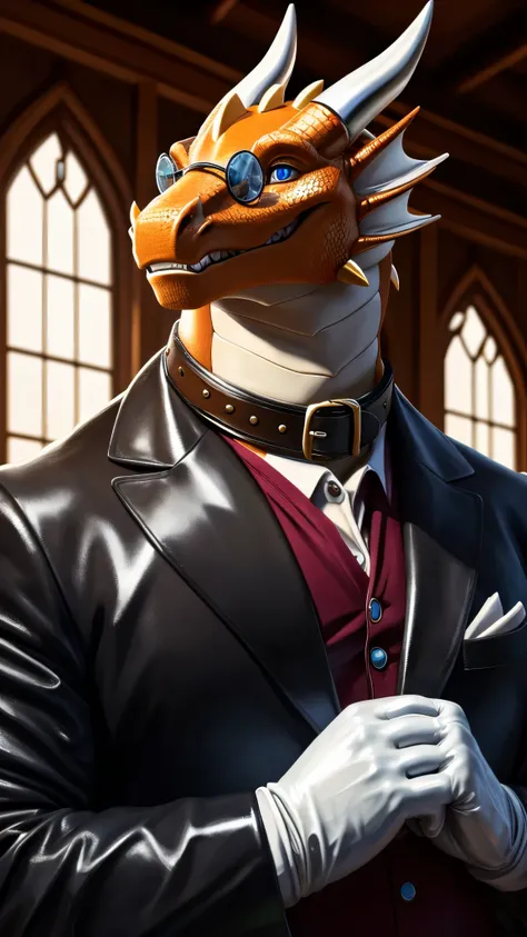 Solo, Male, fat, extremely obese, gentleman, dapper Professor Dragon, blue eyes, (posing:1.3), (soft shading), 4k, hi res, ((detailed face, detailed)), looking at viewer, mouth wide open, dapper clothing, polo shirt with buttons, top hat, close up, male fo...