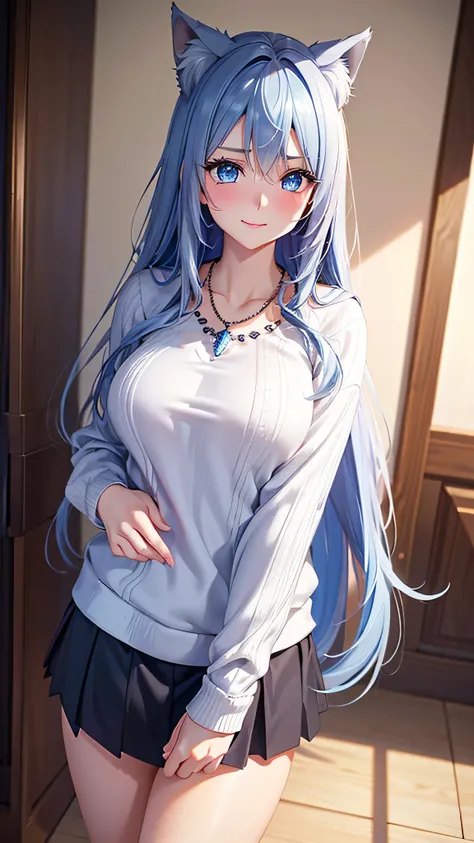 Upper body, ((Random Porn Pose)), ((masterpiece, highest quality, High resolution, Hmm, RTX, perfect pixel, Depth of the bounds written, 4k, very detailed))), 1 Young girl,  Wolf ear,smile, single, alone, beautiful anime girl, beautiful art style, anime ch...