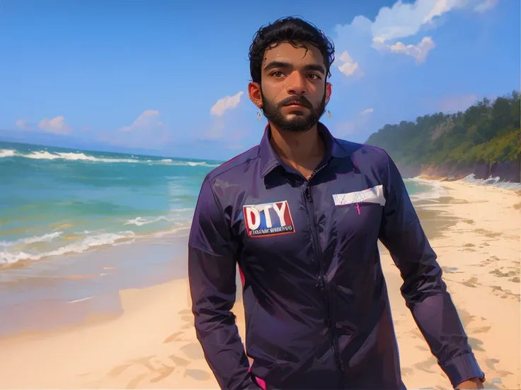 there is a man standing on the beach with a shirt on, jayison devadas, the ocean in the background, mohamed chahin, ocean in the background, stu_dts, photo taken in 2 0 2 0, profile picture 1024px, professional picture, andy worhol, riyahd cassiem, it idnt...