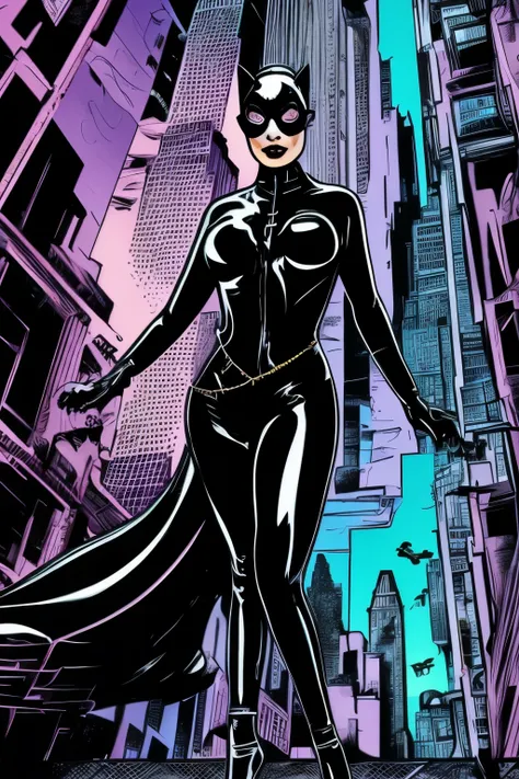 catwoman, with latex and ((gothic))