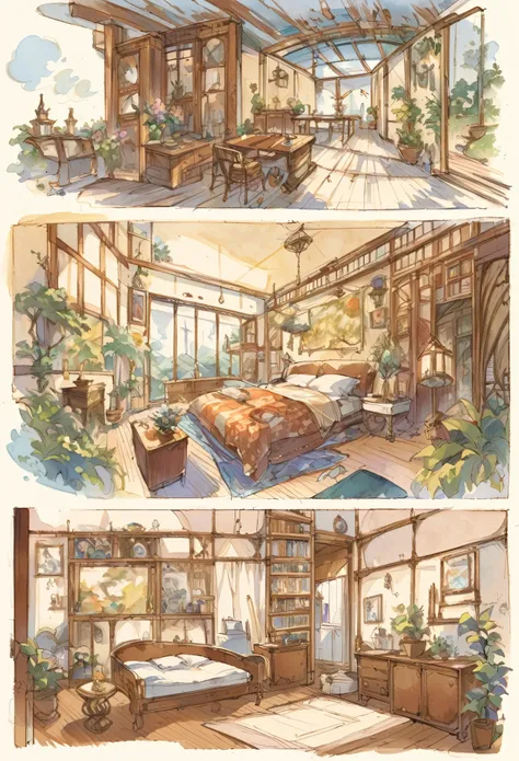 score_9, score_8_up, score_7_up, score_6_up, score_5_up, score_4_up, hires, highres, source_furry, cover page, angelic 1girl, sketches of a fantasy room, sketch, flickr, conceptual art, colorful architectural drawing, architectural illustration, interior d...