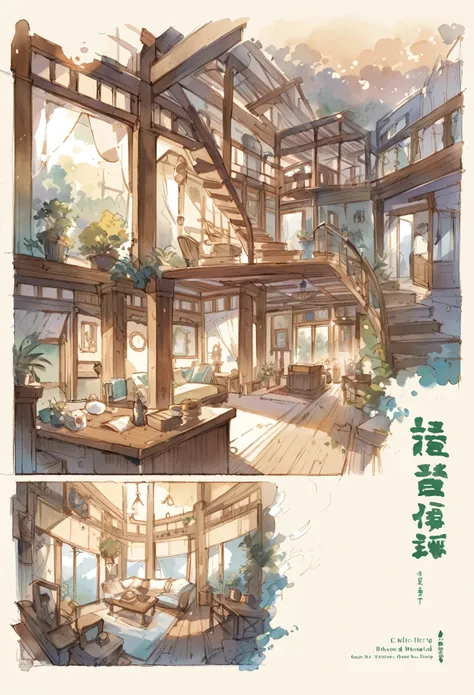 score_9, score_8_up, score_7_up, score_6_up, score_5_up, score_4_up, hires, highres, cover page, angelic 1girl, fantasy room, sketch, architectural illustration, visual development, interior design architecture, watercolor illustration style, traditional j...