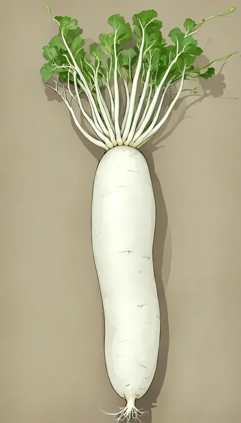 White radish,  absurdly elongated, The tip branched from the middle