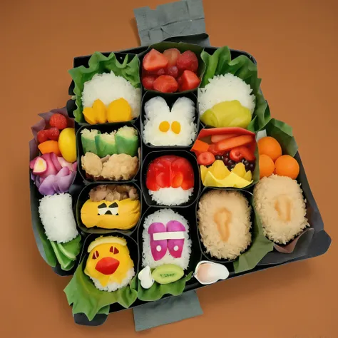  impactful bento 、organic ingredients、 it is brightly colored and has few conspicuous elements 。Also、 arrangement has been devised, and 、 ingredients arranged beautifully 、 and arranged in a rich 、 deep-fried chicken is placed in a large center 、 the outer...