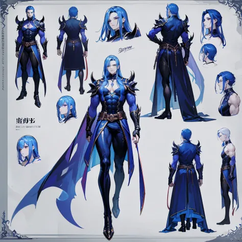 (Masterpiece, best quality), detailed, 1 man, ((character concept art)), ((character design sheet, same character, front, side, back)), full body, body complete, 1 Male demon, 1 Man demon, Detailed face, character design sheet，full bodyesbian, Highly detai...