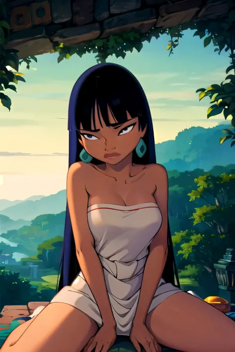 chel from el dorado being held in a full nelson position by someone.