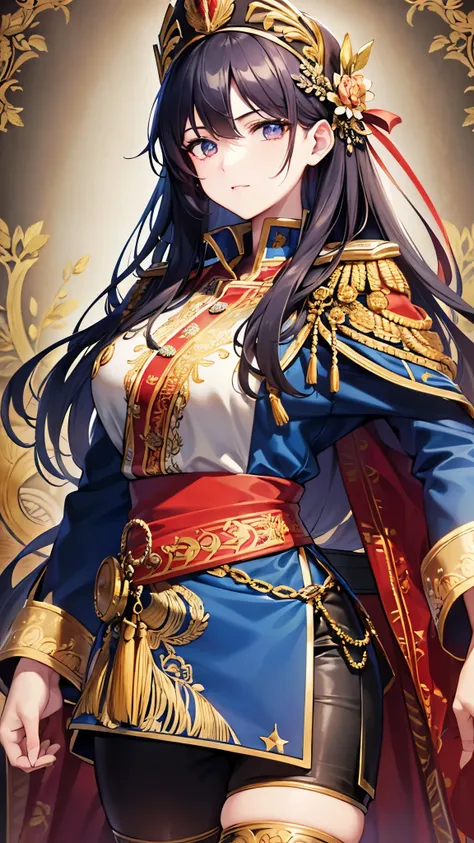 (( best quality)),( ultra high resolution),( super detailed),( detailed description ),(( best CG )),(masterpiece), Highly Detailed Art ,( Art with Precise Details:1.5), (female soldiers:1.7),( strong gaze :1.4),(ceremonial military uniform :1.6,  finely de...