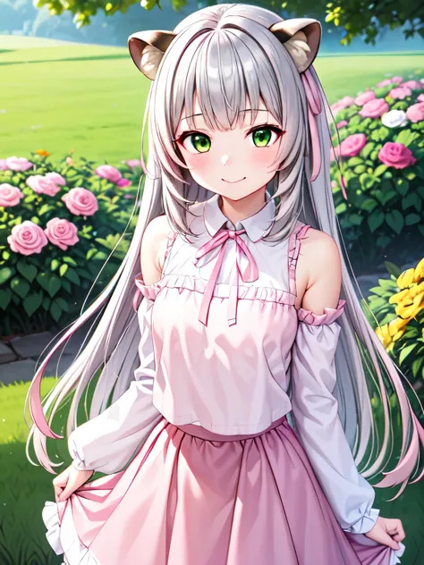 masterpiece,  best quality,  high definition 、  1 girl,solo、cute raccoon ears、 silver hair、 silver hair, long hair,  sweep bang,...