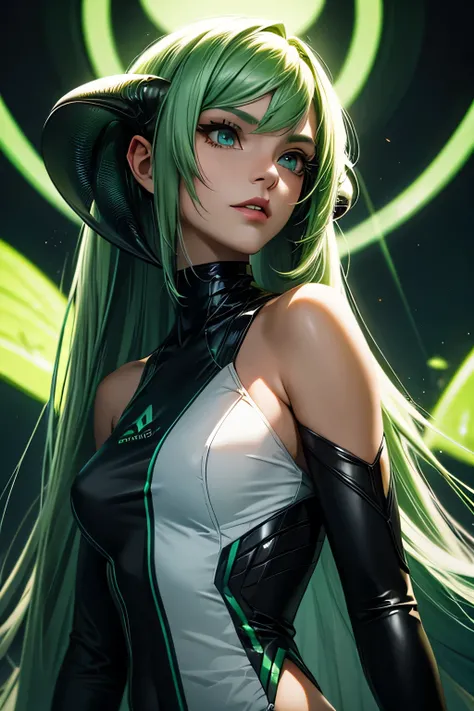 alien female long green hair