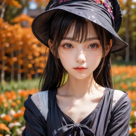 (beautiful japanese female), dressed as halloween witch, cute face, (deeply carved face:0.7), (freckles:0.6), soft light, health...