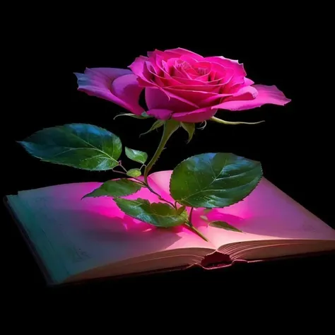  there is a rose growing in an open book, very beautiful photo, pink rose, beautiful papel tapiz, beautiful flower , intertwined rose , pink lighting, pink rose, beautiful photo,  Incredible wallpaper ,  mobile wallpaper , beautiful fondo de pantalla para ...