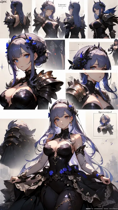 masterpiece,    top quality  ,    detailed facial ,    character design sheet   ，whole body, Full of details,   Multiple Poses and Expressions  ,    very detailed , depth, Many parts，Beautiful knight ，  sparkling eyes  ，Fantasy style，Lace，pure white armor，...