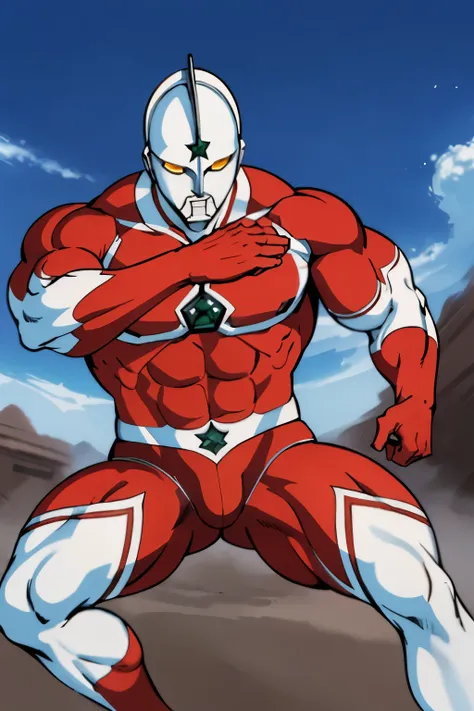 masterpiece,  best quality, 4k, 8k,  ultraman jonius, muscular, , masculinity、robust， large crotch bulge，stocky build、pinch in b...