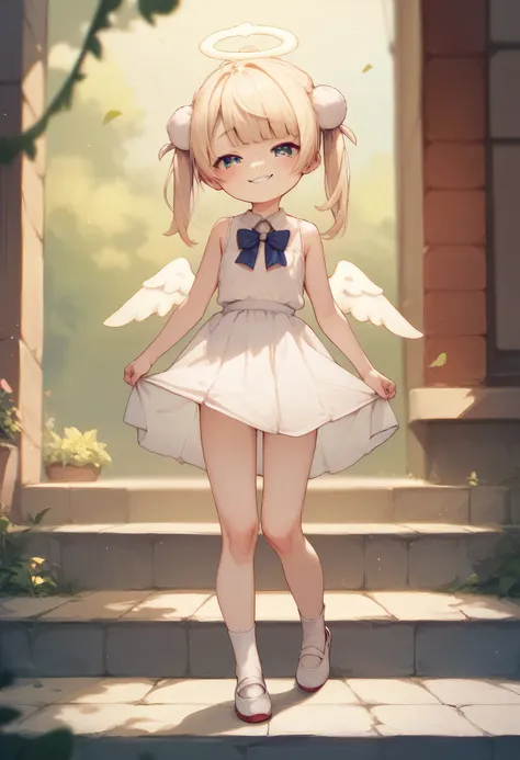 shigure ui,angel,small,smug,white dress,fullbody,loli