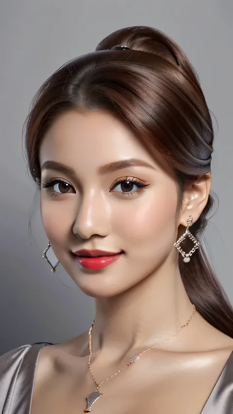 Full body, (masterpiece:1.21),(bestquality:1.21),8k,high detailed,ultra-detailed,depth of field,wide angle,1girl,beautiful face,Graceful Hands,Real Skin Texture,solo,looking at viewer,clean background trending,(portrait photo of a gray backdrop),black eyes...
