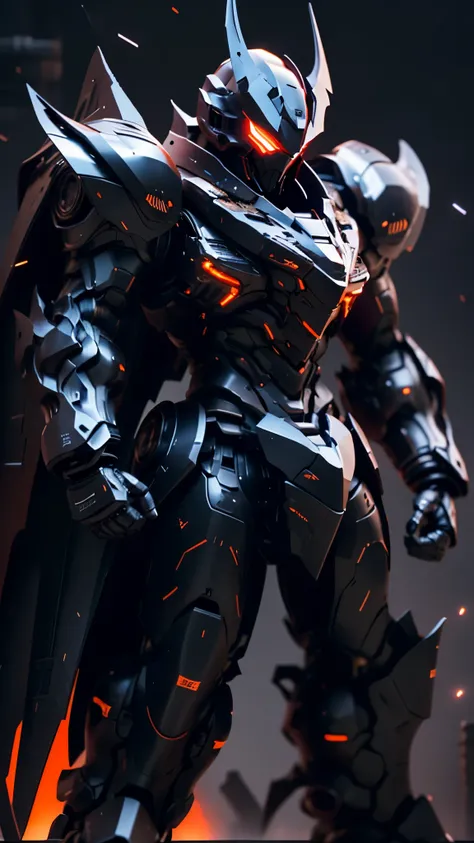 Image Prompt
Prompt: A futuristic, armored figure with a menacing, bat-like helmet stands against a dark, smoky background. The armor is a sleek, black design with intricate details and glowing orange accents. The characters eyes are hidden behind the helm...