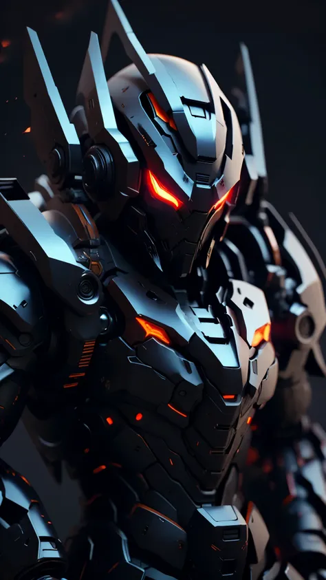 Image Prompt
Prompt: A futuristic, armored figure with a menacing, bat-like helmet stands against a dark, smoky background. The armor is a sleek, black design with intricate details and glowing orange accents. The characters eyes are hidden behind the helm...