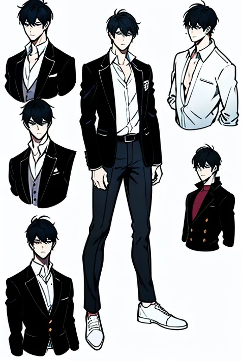 go eunhyuk from the webtoon called operation true love, ((concept art)), (character concept), handsome main character, white shi...