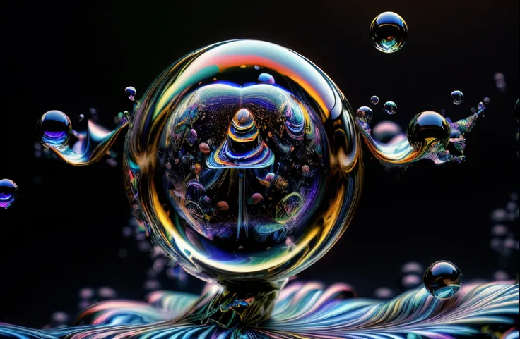 An image of light emerging from colors in a psychedelic dream, shimmering glass morphing out of colors, trippy vibrant colors, perfectly formed beautiful reflective bubbles, attention to detail on the bubbles and spheres, beautiful psychedelic digital art,...