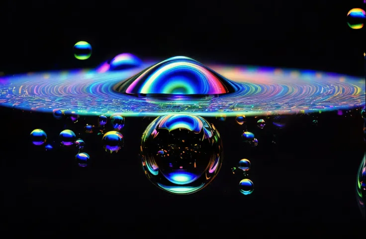 An image of light emerging from colors in a psychedelic dream, shimmering glass morphing out of colors, trippy vibrant colors, perfectly formed beautiful reflective bubbles, attention to detail on the bubbles and spheres, beautiful psychedelic digital art,...