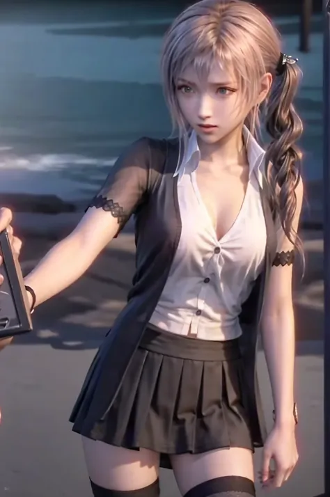 hand it over, final fantasy, breastsout, skirt short, teaching, short sleeve, black suit,