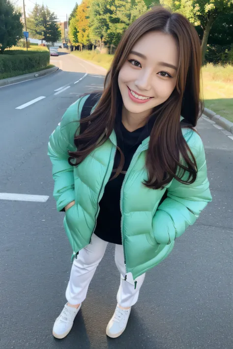 seed:787819563,((full body:1.2)).(( best quality, 8k, masterpiece:1.3)),(25 year old Japanese woman.concentrated:1.2),  Perfect Body Beauty :1.4, Hips:1.2, ((Delicate Hair)), (Colorful、reversible hooded padded jacket M0023、Sleeping in a 、pants:1.2) , (( be...