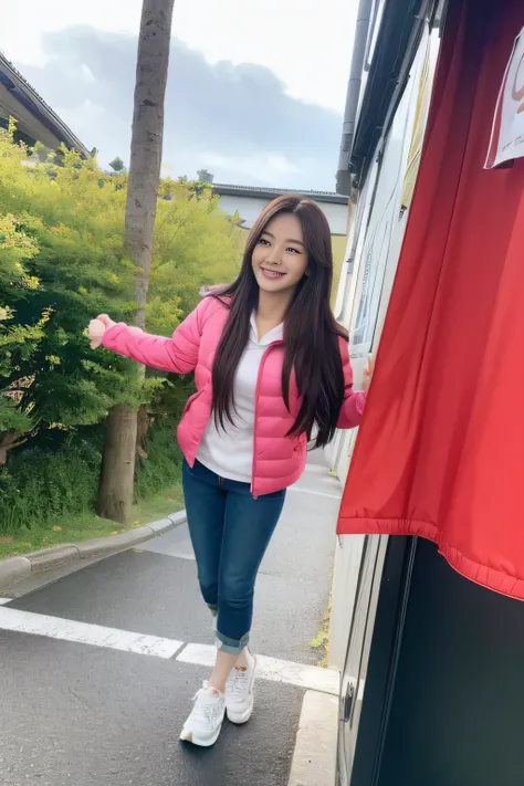 seed:787819563,((full body:1.2)).(( best quality, 8k, masterpiece:1.3)),(25 year old Japanese woman.concentrated:1.2),  Perfect Body Beauty :1.4, Hips:1.2, ((Delicate Hair)), (Colorful、reversible hooded padded jacket M0023、Sleeping in a 、pants:1.2) , (( be...