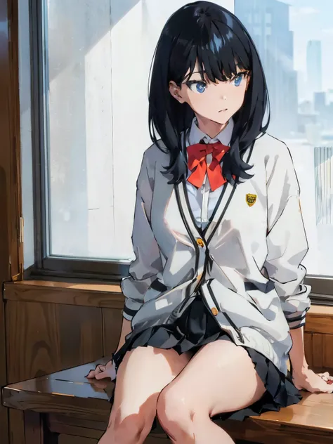 masterpiece,  best quality,  high definition , takarada rikka , rich 1,  1 girl, takara darika ,  black hair , alone,  blue eyes...