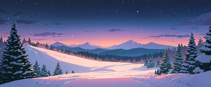 Christmas vibes ultrawide ,cozy ,lofi ,landscape ,forest ,mountain
