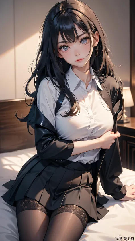 (random porn pose),(Highest image quality,(8k),ultra-realistic,best quality, high quality, black hair, long hair, high definition, Small breast,  Embarassed Face, Hands back head high quality texture,high detail,beautiful detailed,fine detailed,extremely d...