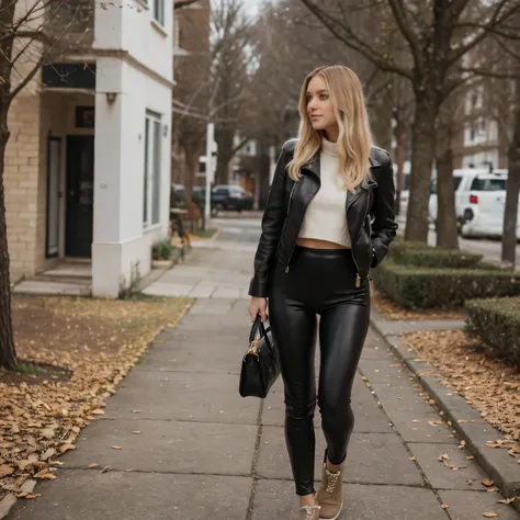  leather leggings Blonde Haare, winter