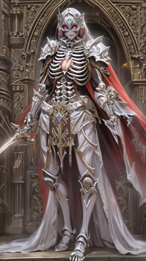 (( best quality)),( ultra high resolution),( super detailed),( detailed description ),(( best CG )),(masterpiece), Highly Detailed Art ,( Art with Precise Details:1.5), (Female Ghost Knight:1.7),(Skeletal Armor :1.6,complex skeleton :1.6),( deep cleavage:1...