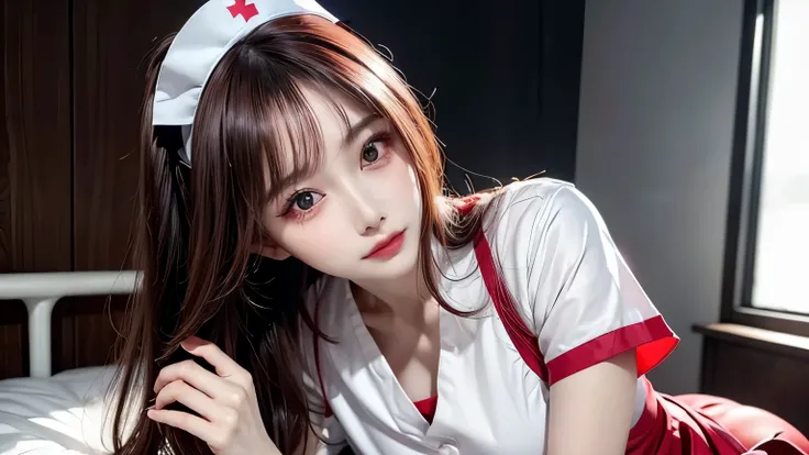 (1 Beauty Nurse)、(( realistic lighting ,  BEST QUALITY , 8k, masterpiece:1.3)), Lock focus:1.2, Beautiful woman with perfect body:1.4, :  Beautiful Korean girl ,  K-pop idol, ( big eyes),（ Voluminous Sexy Lips）， complex and detailed face, ((Super delicate ...