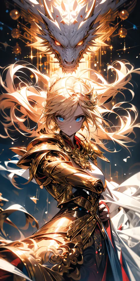 (Unity 8k wallpaper, 32k, ​Masterpiece, Super detailed full shot:1.5, ultra high resolution, highly detailed eyes), A strikingly beautiful young woman with flowing, long blonde hair that gleams like spun gold, cascading gracefully over her shoulders. Her v...