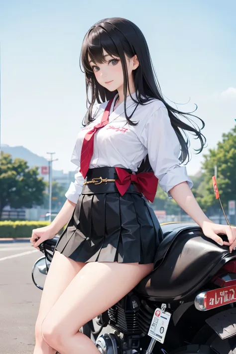  Japanese High School Girls Riding Motorbikes, miniskirt、Beauty、Beauty、Lolicon Hentai 、 Beautiful Panties、 beautiful thighs、 beautiful girl 、Beauty、 happy !!!, , motorcycle,[ Photo ]!!,  high definition ,