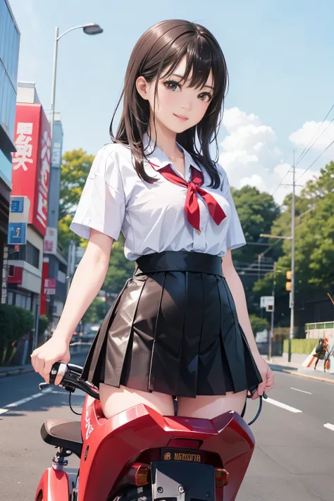  Japanese High School Girls Riding Motorbikes, miniskirt、Beauty、Beauty、Lolicon Hentai 、 Beautiful Panties、 beautiful thighs、 beautiful girl 、Beauty、 happy !!!, , motorcycle,[ Photo ]!!,  high definition ,