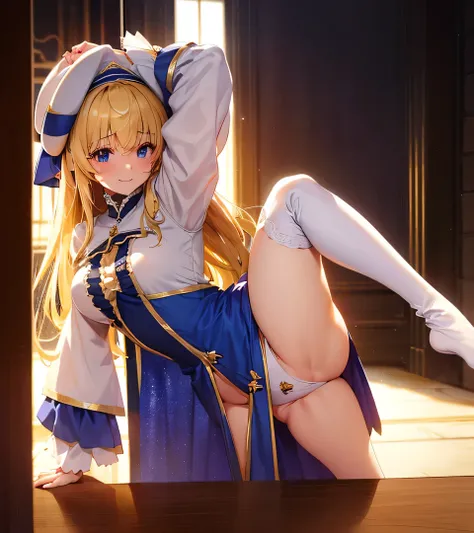 nsfw, best quality、 High Quality、In 8K,4K,masterpiece、 super detailed、beautiful、  super quality 、Nice,Game CG,beautiful女の子, five fingers , COWBOY SHOOTING ,Shrine maiden,  blonde hair ,  blue eyes, Long Hair,  hair between eyes,Grab the magic wand,smile, k...